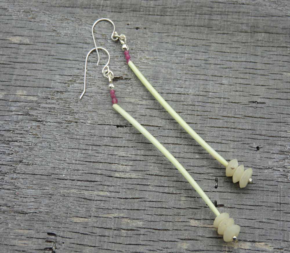 Ruby & Onyx Porcupine Quill Earrings-2